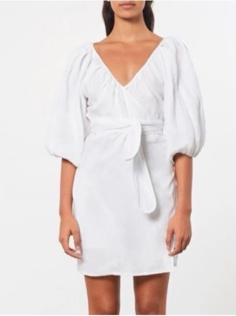 Banana Republic White Puff-Sleeve Wrap Mini Dress